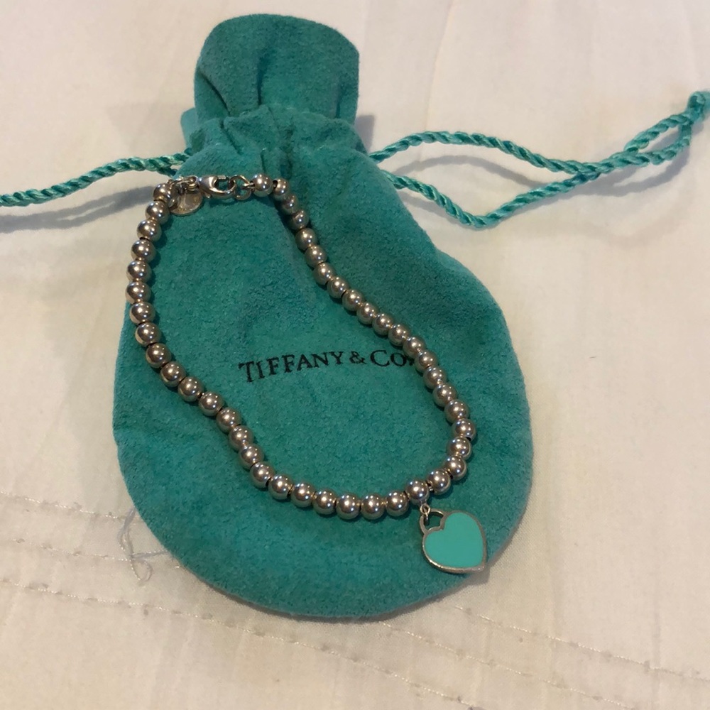 teal heart bead tiffany bracelet